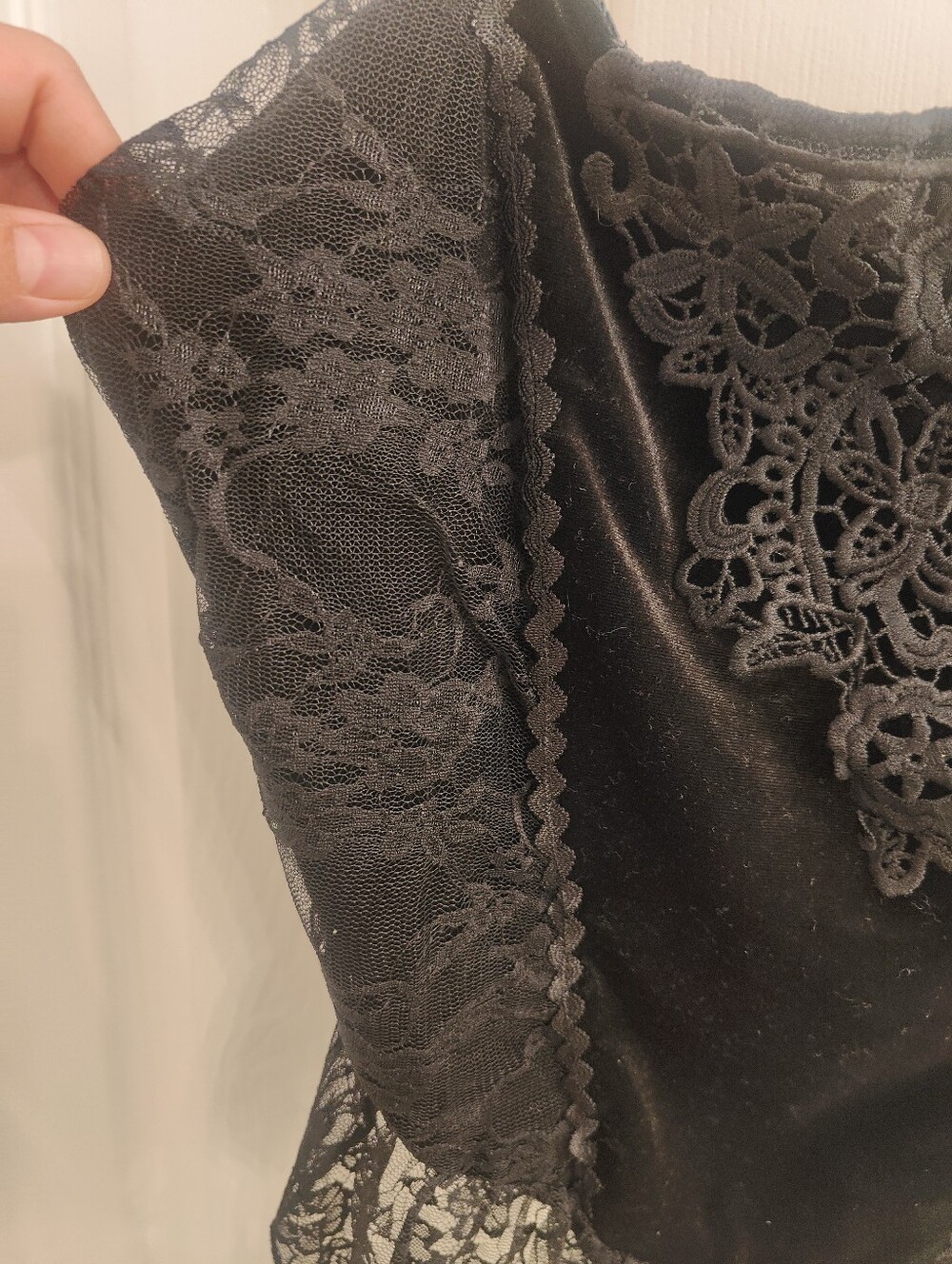 Romwe Corset Blouse Velvet, Black, XL - Picture 3 of 6
